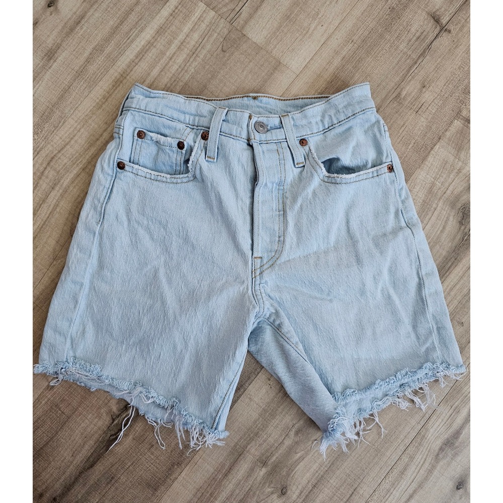 Levis 501 Original High Rise Cutoff Denim Shorts Light Wash Blue W24 85833-0035